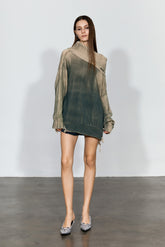 Distressed Oversized Sweater In Green - YJ1NGZYZJ? Official