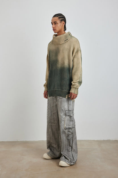 Distressed Oversized Sweater In Green - YJ1NGZYZJ? Official