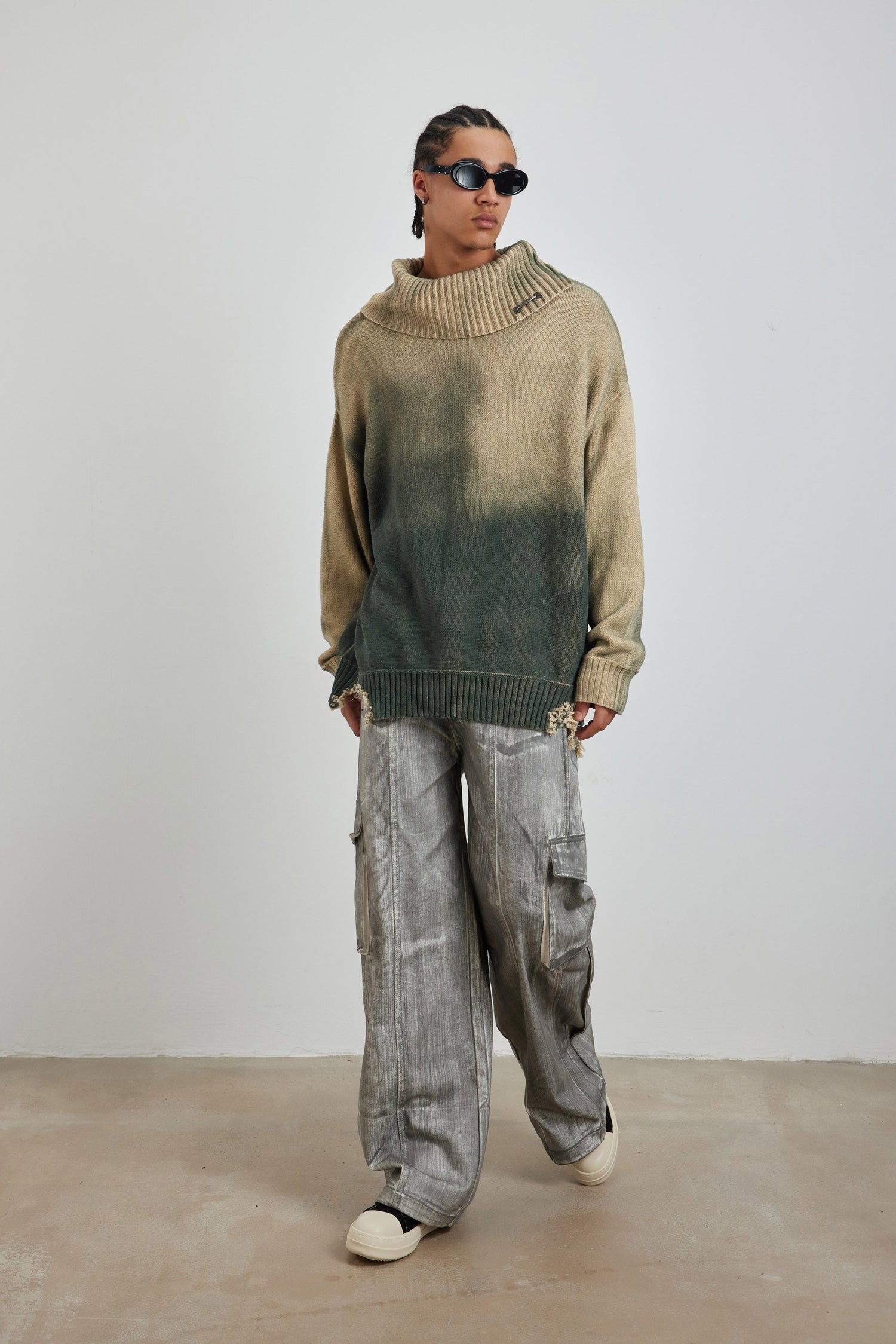 Distressed Oversized Sweater In Green - YJ1NGZYZJ? Official