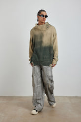 Distressed Oversized Sweater In Green - YJ1NGZYZJ? Official