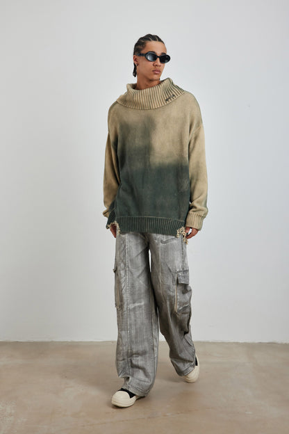 Distressed Oversized Sweater In Green - YJ1NGZYZJ? Official