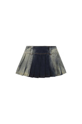 Gradient Pleated Denim Miniskirt - YJ1NGZYZJ? Official