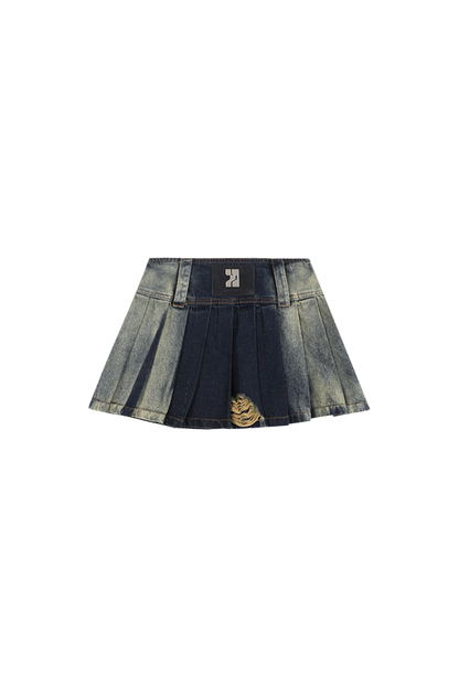 Gradient Pleated Denim Miniskirt - YJ1NGZYZJ? Official
