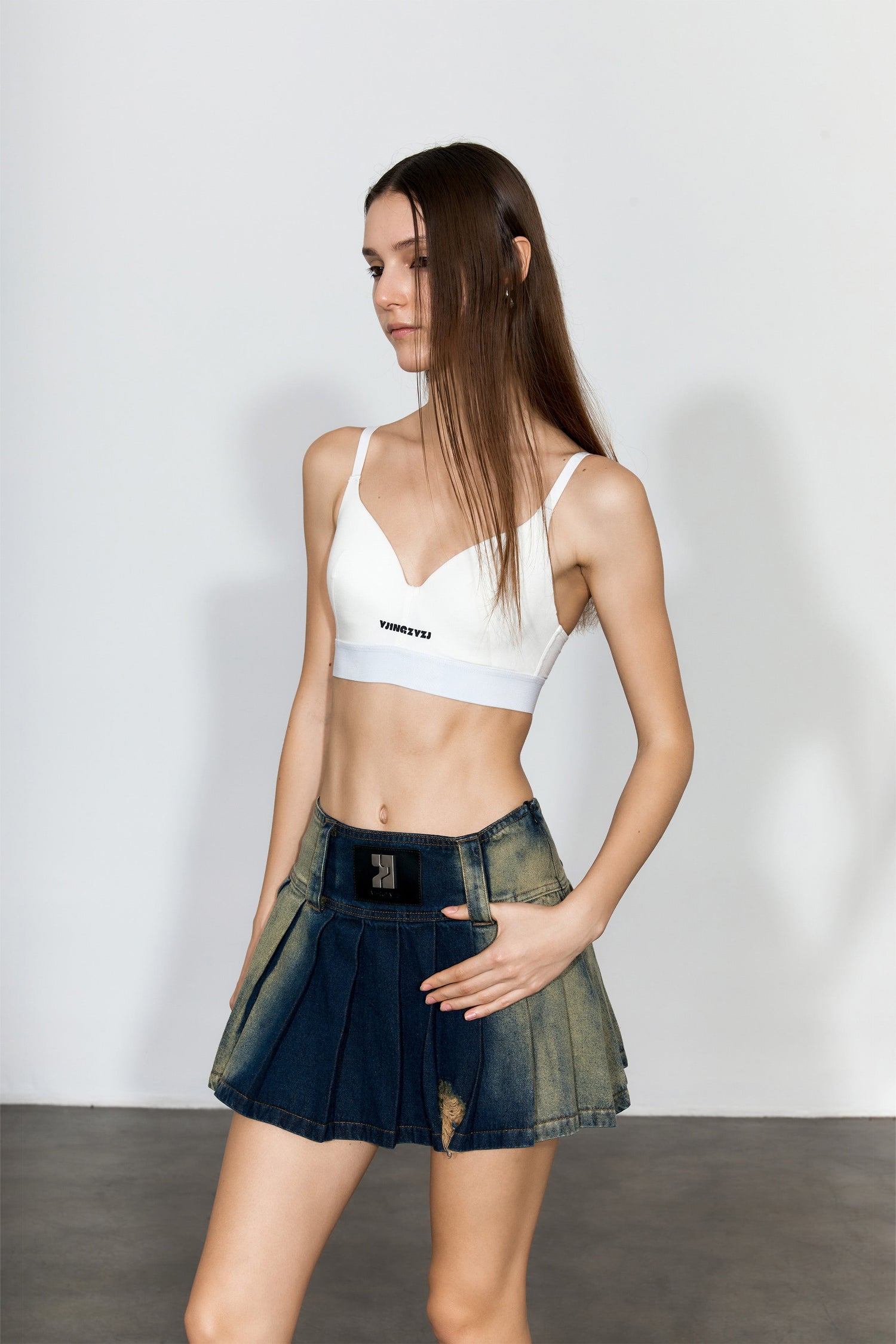 Gradient Pleated Denim Miniskirt - YJ1NGZYZJ? Official