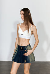 Gradient Pleated Denim Miniskirt - YJ1NGZYZJ? Official