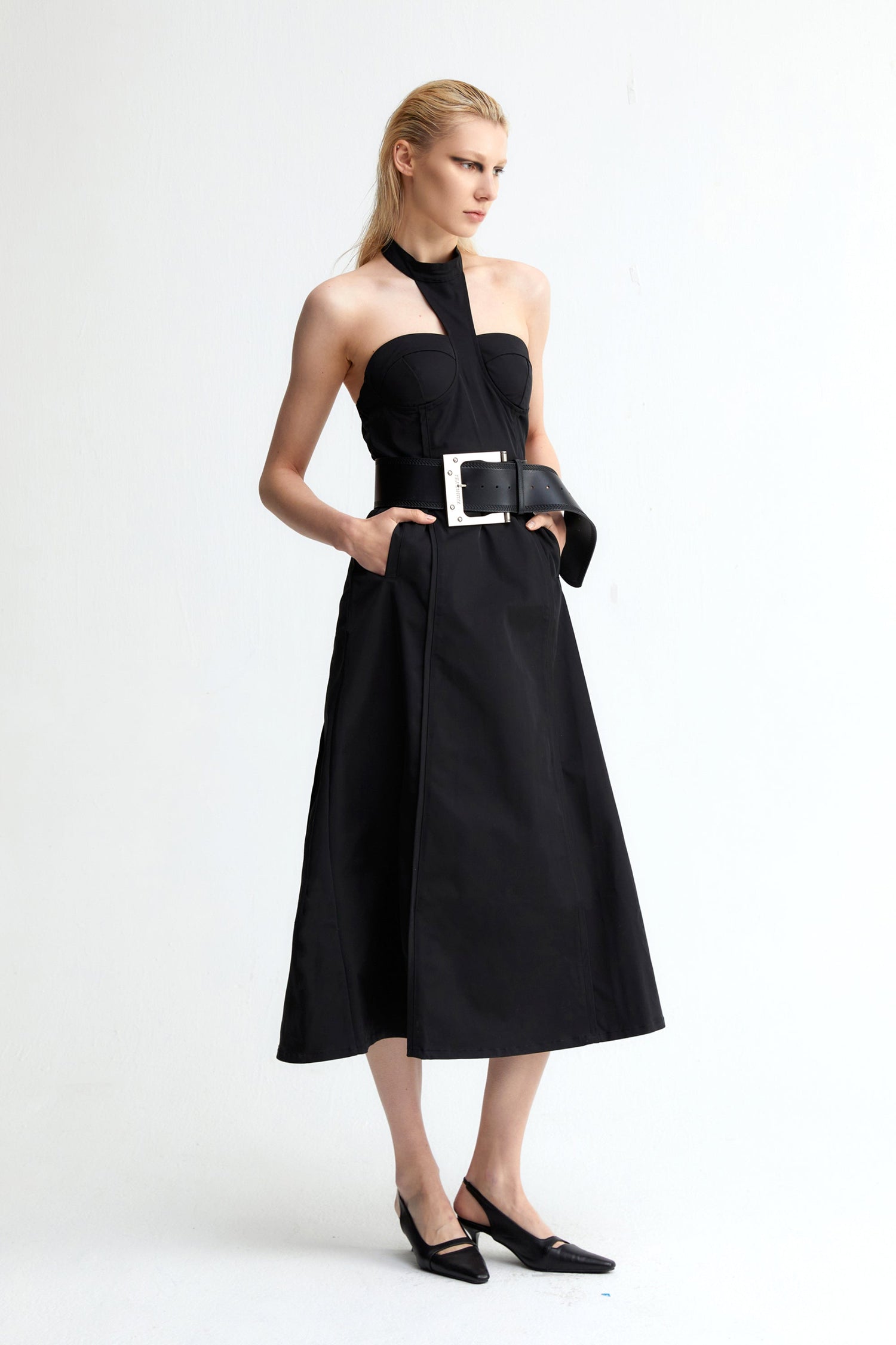 Nylon Halter Midi Dress - YJ1NGZYZJ? Official