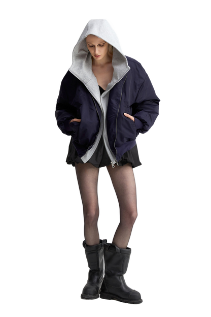 Oversized Bomber Jacket In Blue