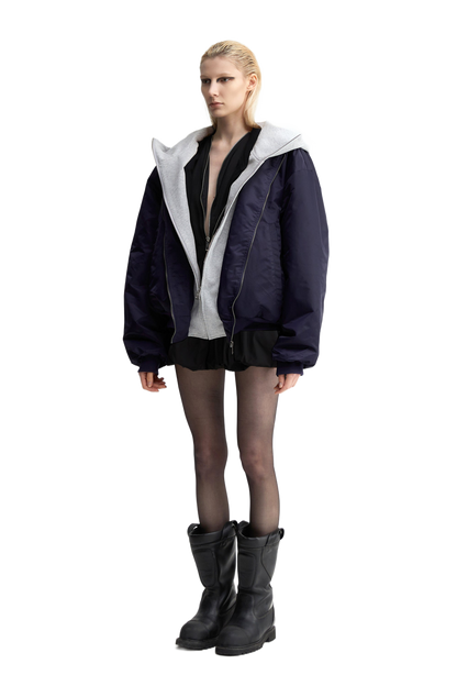 Oversized Bomber Jacket In Blue