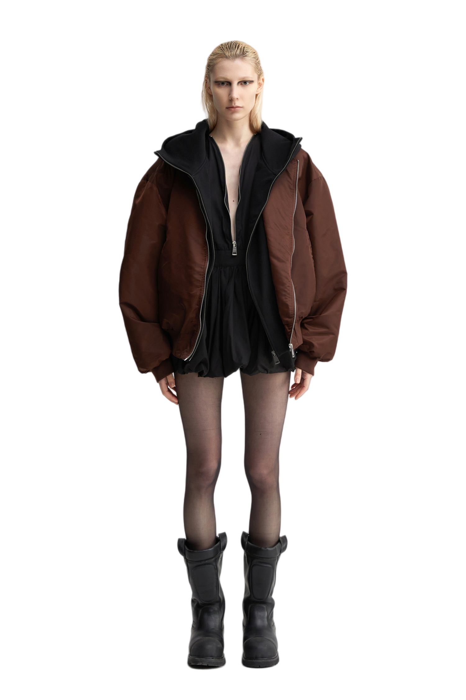 Oversized Bomber Jacket In Brown