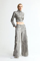 Scrawl Wide-Leg Cargo Jeans - YJ1NGZYZJ? Official