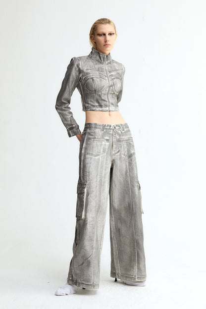 Scrawl Wide-Leg Cargo Jeans - YJ1NGZYZJ? Official