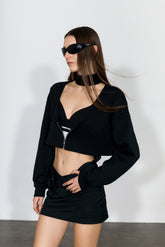 Scoop-Neck Cropped Jacket In Black - YJ1NGZYZJ? Official
