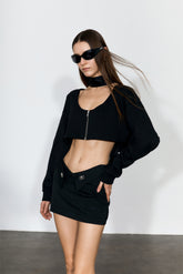 Scoop-Neck Cropped Jacket In Black - YJ1NGZYZJ? Official