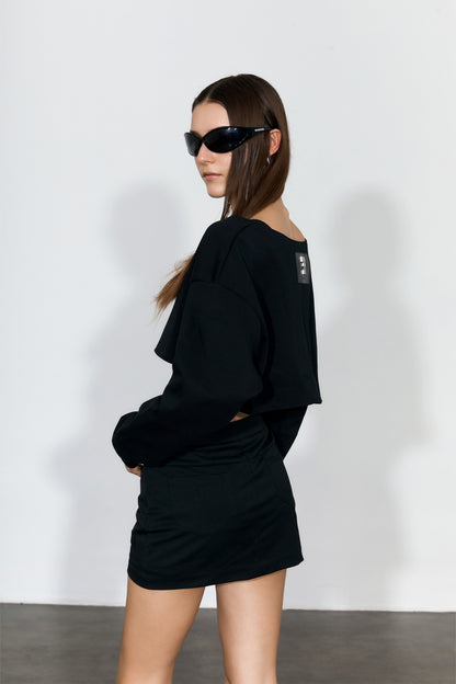 Scoop-Neck Cropped Jacket In Black - YJ1NGZYZJ? Official