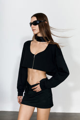 Scoop-Neck Cropped Jacket In Black - YJ1NGZYZJ? Official