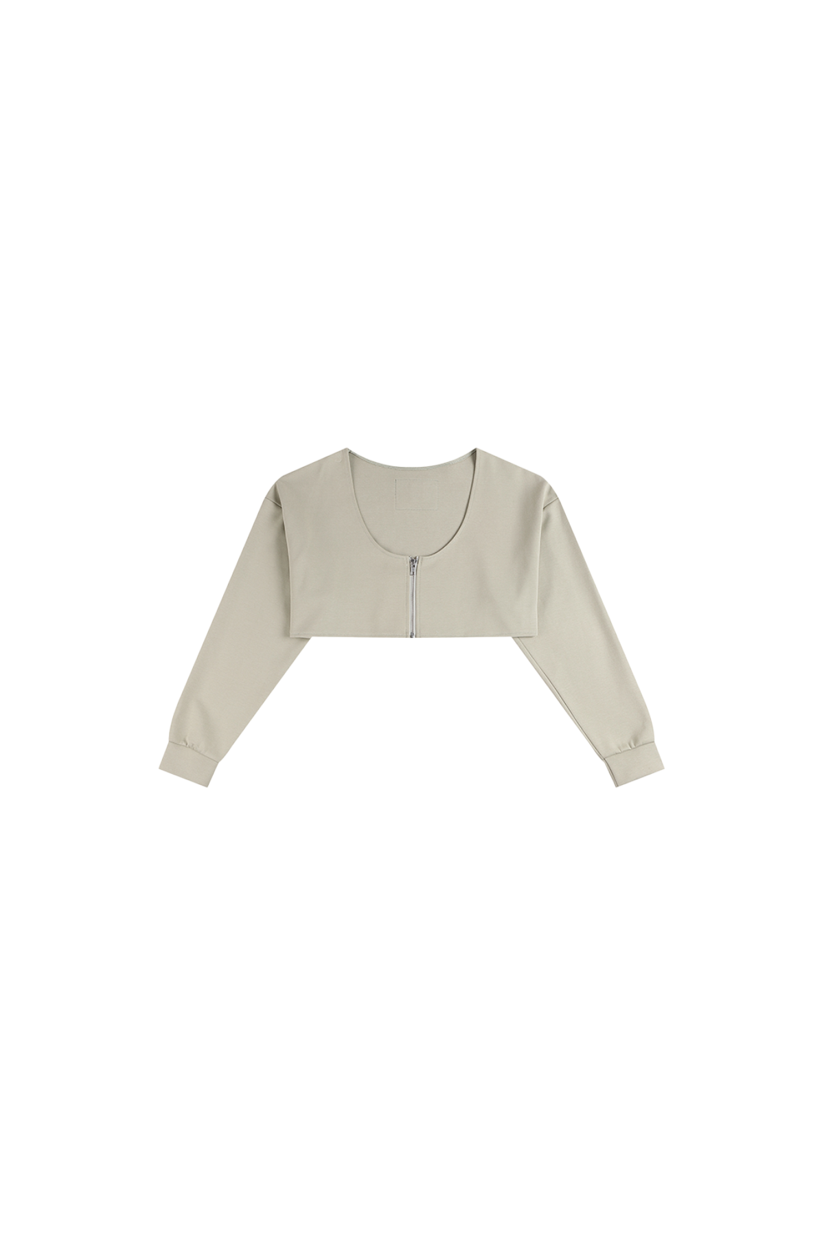 Scoop-Neck Cropped Jacket In Grayish Green - YJ1NGZYZJ? Official