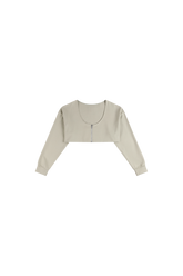 Scoop-Neck Cropped Jacket In Grayish Green - YJ1NGZYZJ? Official