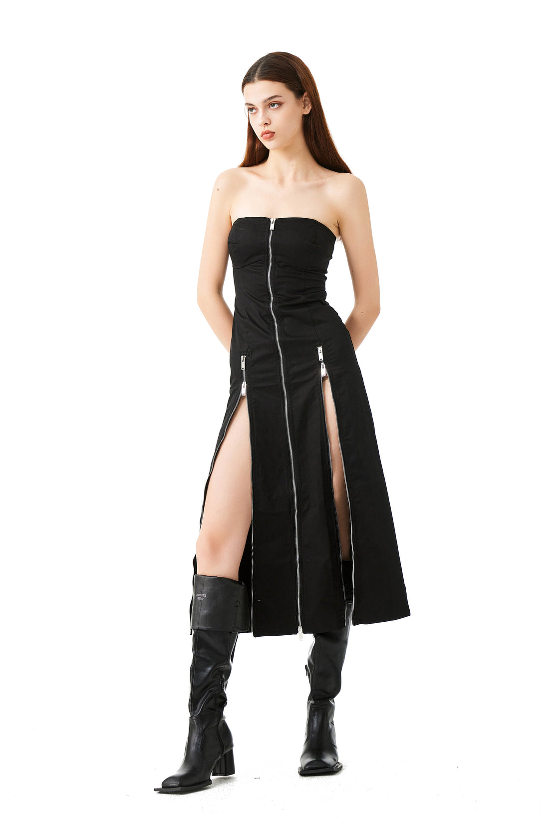 Tube Zipper Dress In Black - YJ1NGZYZJ? Official