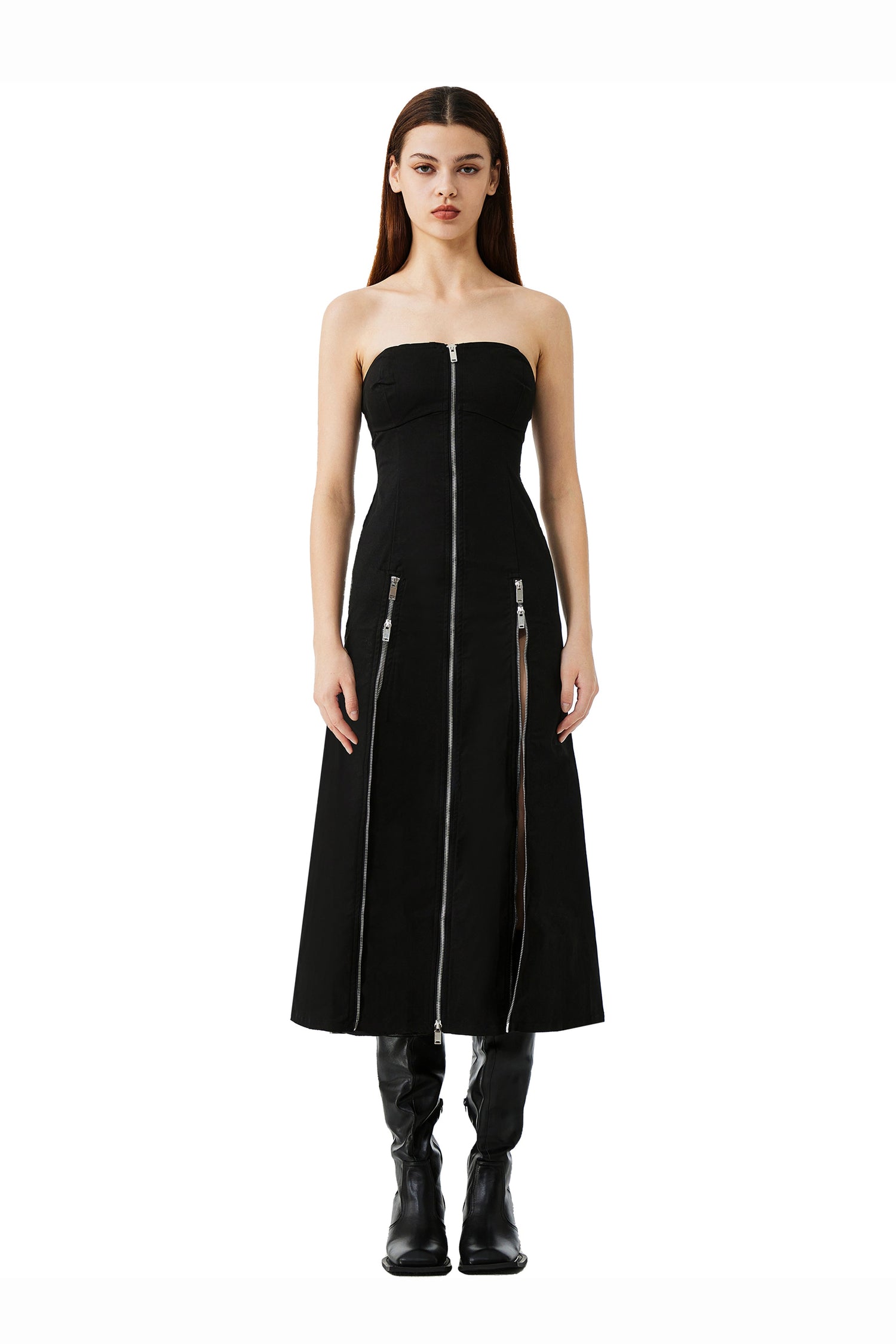 Tube Zipper Dress In Black - YJ1NGZYZJ? Official
