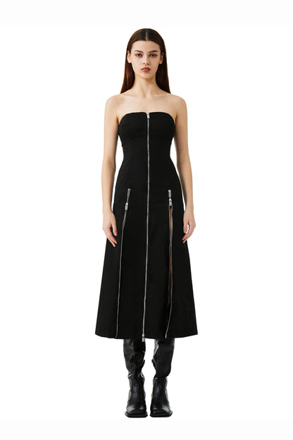Tube Zipper Dress In Black - YJ1NGZYZJ? Official
