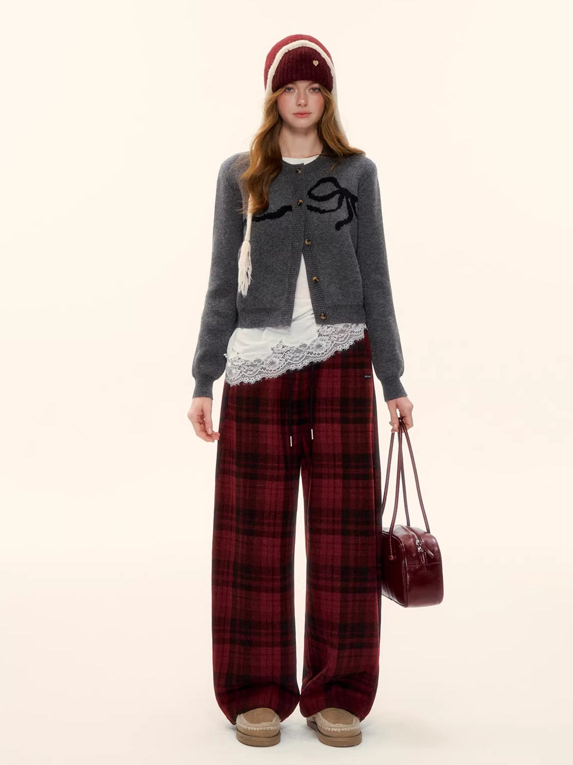 Crewneck Button-Front Cropped Knit Cardigan