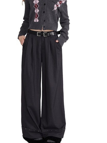 Cuffed Hem Studded Casual Pants