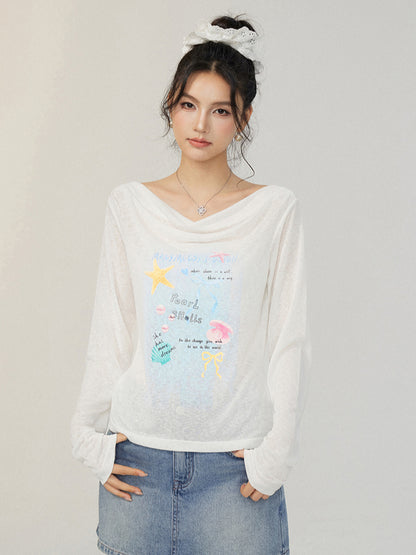 Pile Collar Lace Fake Two-piece Sunscreen T-shirt