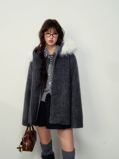 Faux Fur Collar Wool Coat