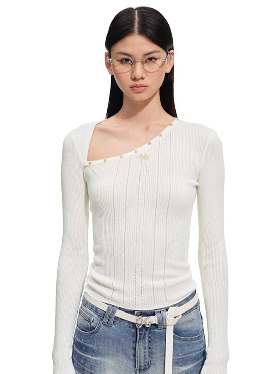 Polar Wool Blend Ribbed Knit V-neck