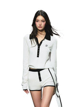 Ribbon Polo Tie-Up Sweater & Shorts Set - CHINASQUAD