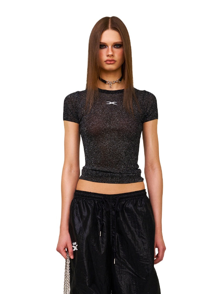 Embroidered Round Neck Knit Tee - CHINASQUAD