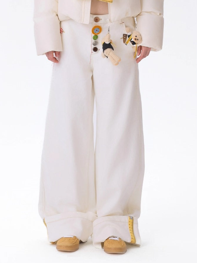 Tailor Bear Unisex Wide-Leg Denim Trousers