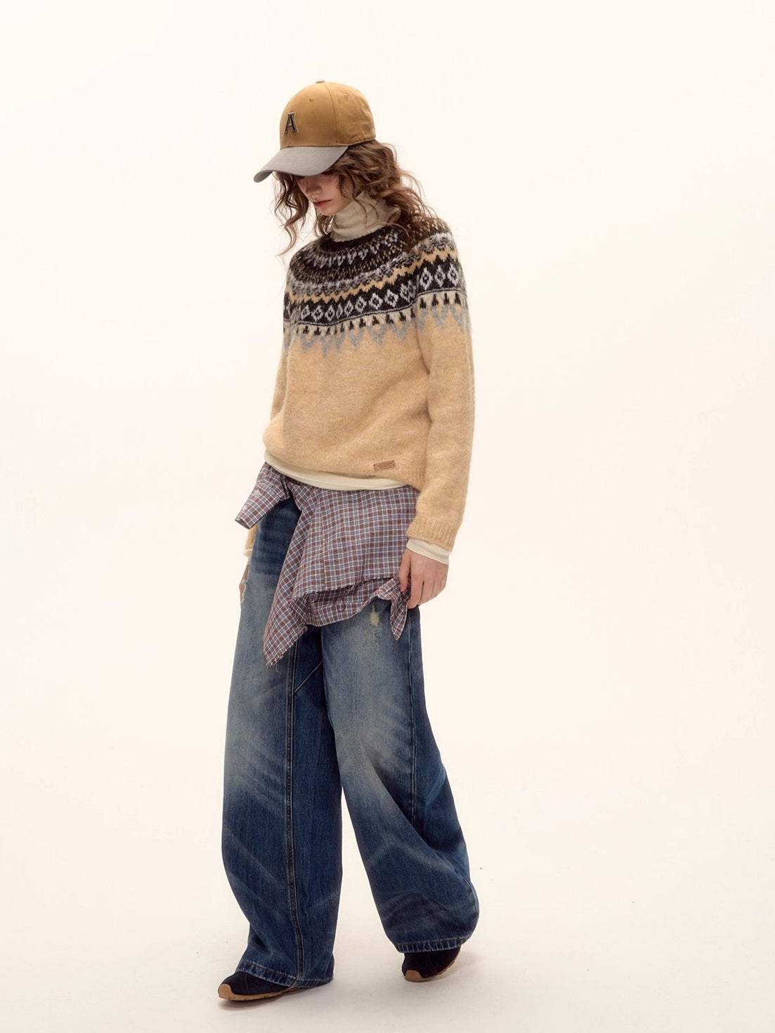 Asgony Retro Contrast Lettering Baseball Cap