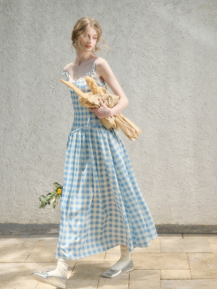 Lace Fake Two-Piece Pleated Patchwork Dress - CHINASQUAD