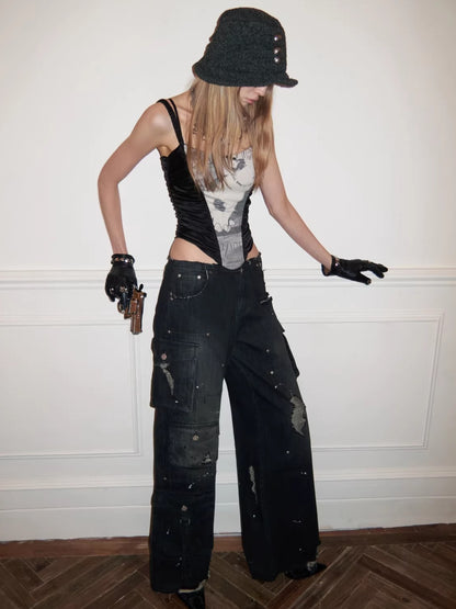 Vintage Tweed Ruched Bucket Hat