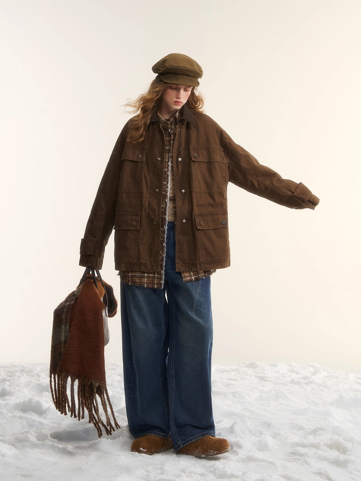 Duck Down Cinched-Waist Puffer Jacket