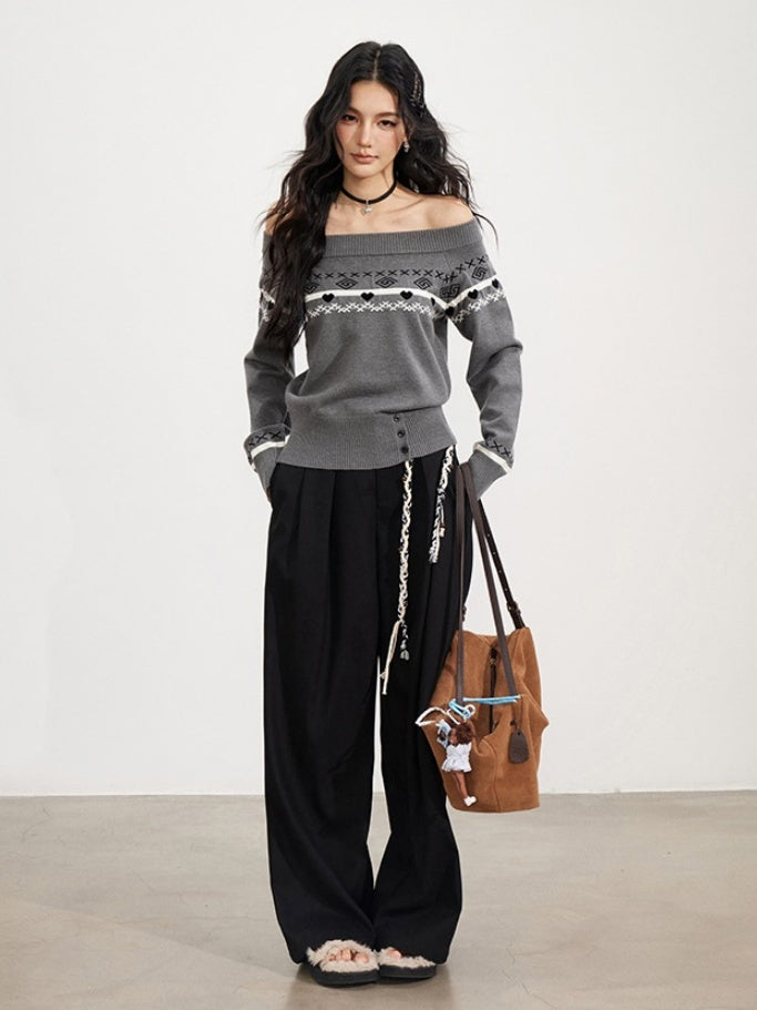 Wool-Blend Belted Wide-Leg Pants