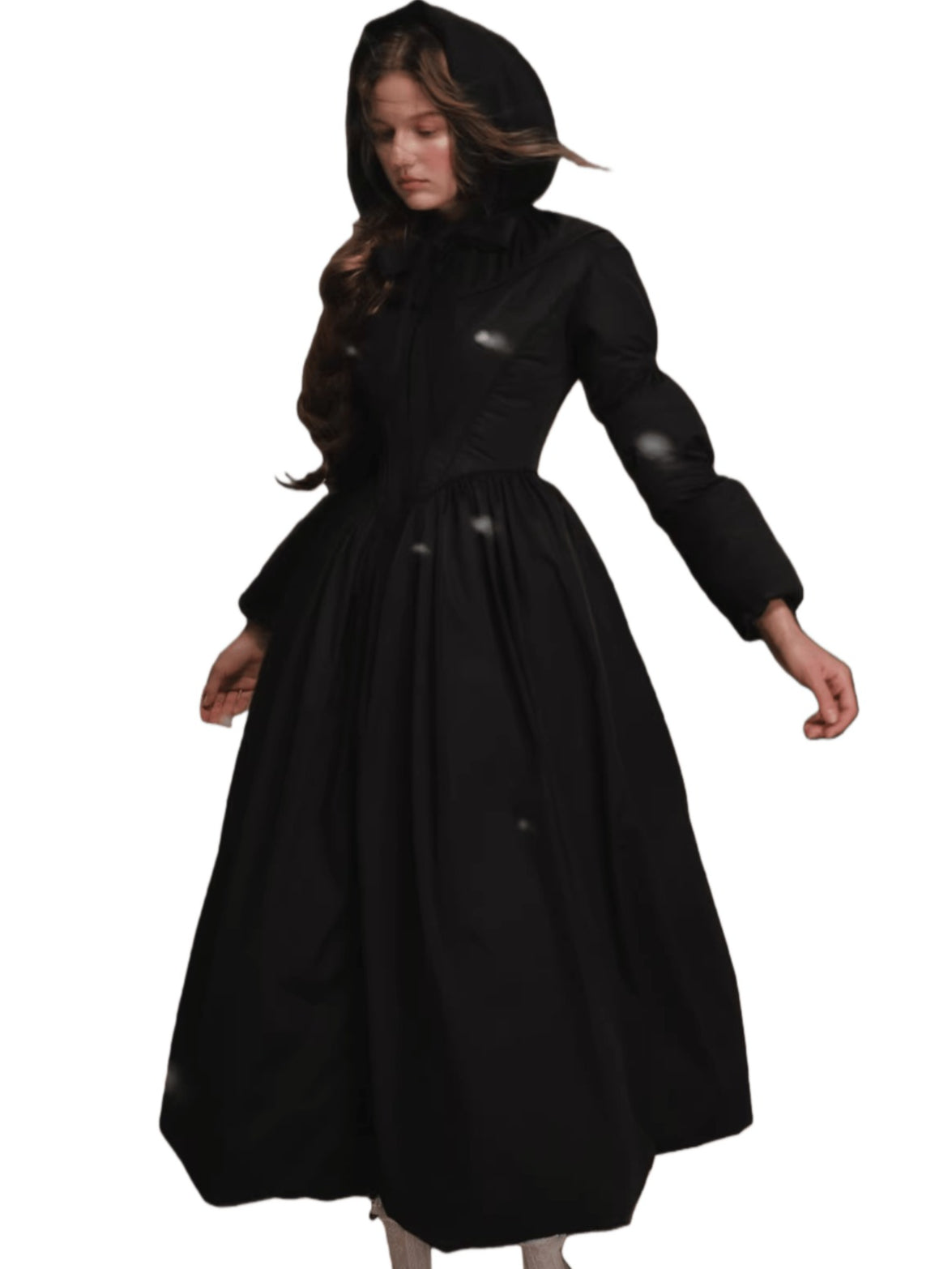 French Tailored Long Black Down Coat