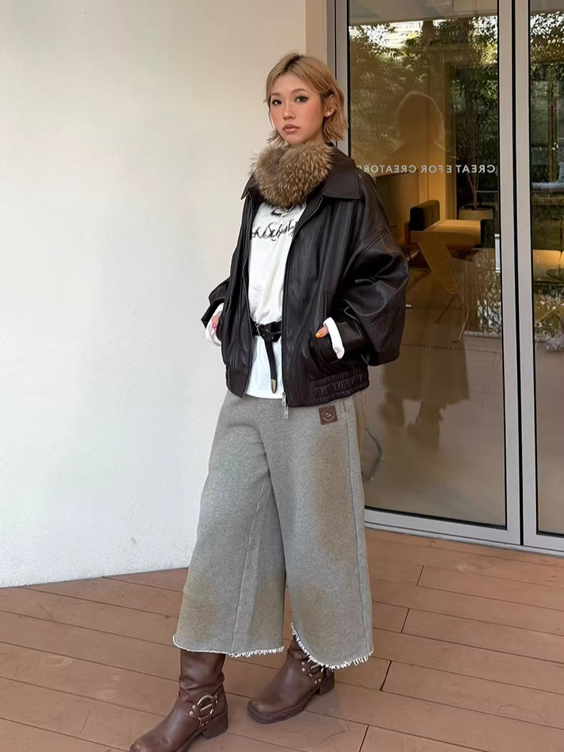 Layered Soft Leather Relaxed-Fit Jacket