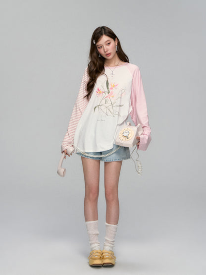 Pink Raglan Graphic T-shirt