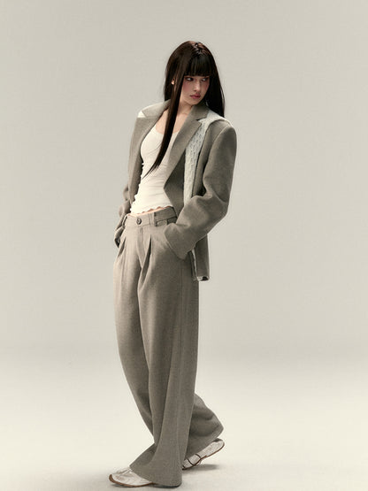 Extra-Long Thick Wool Tailored Pants