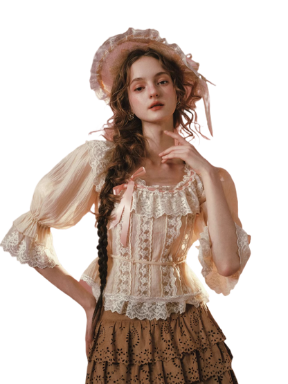 Liberty Letter French Lace Peter Pan Collar Shirt