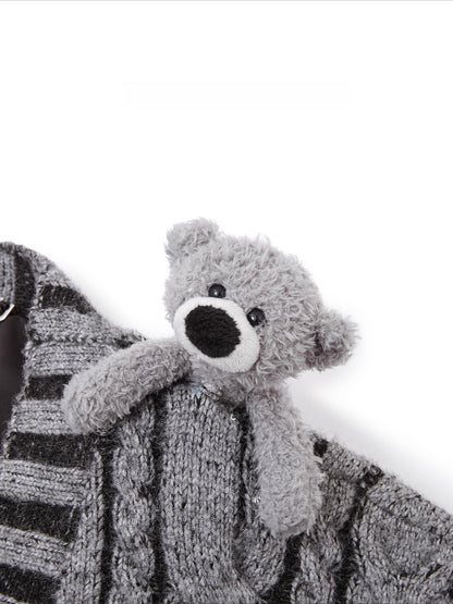 Twist-Knit Unisex V-Neck Cardigan