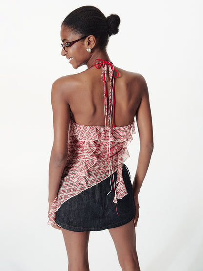 V-Neck Irregular Ruffled Cami