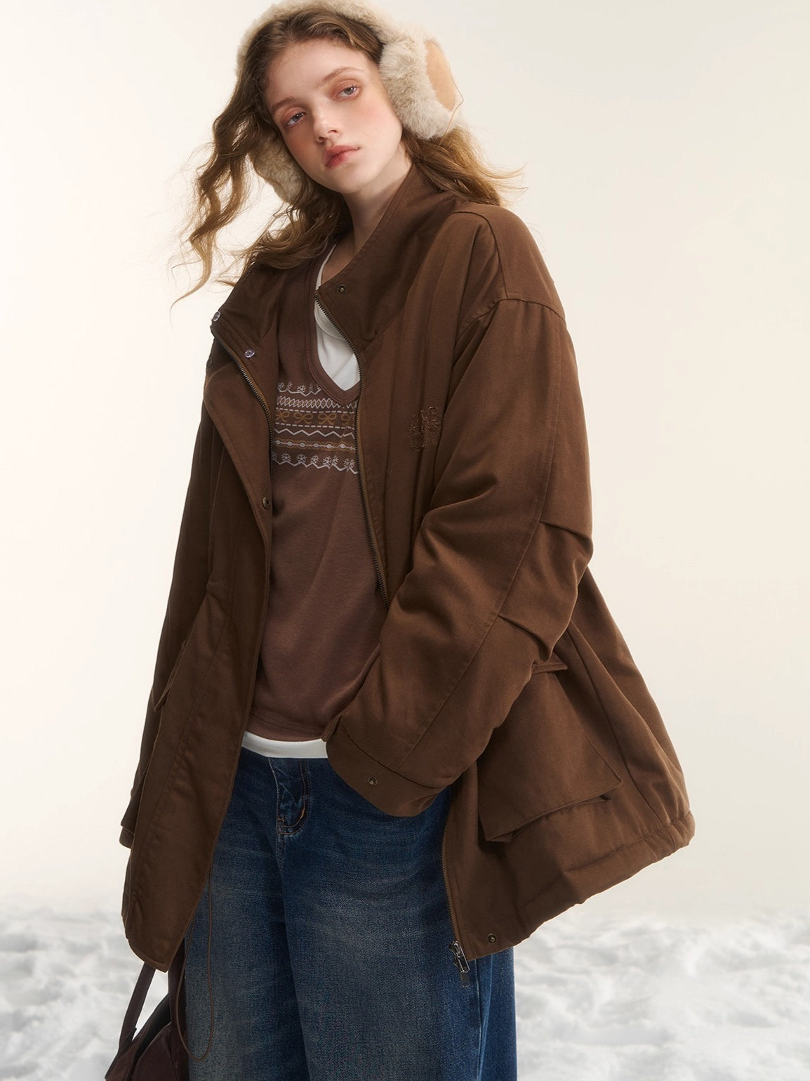 Fur-Trim Padded Utility Parka Jacket