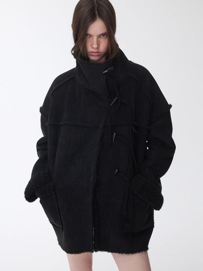 Toggle Collar Reversible Shearling Jacket