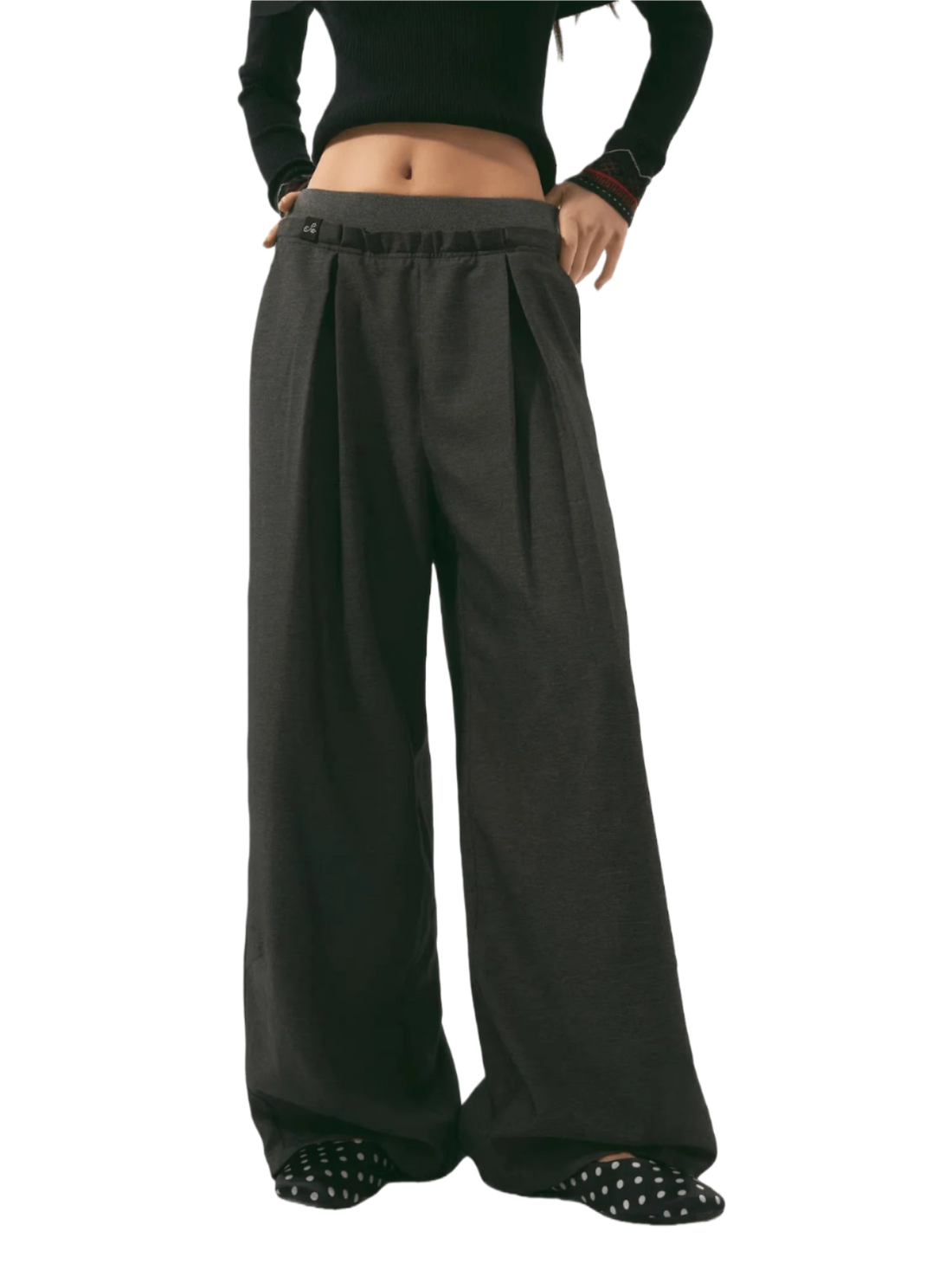 Relaxed Double-Waist Crescent-Leg Casual Pants