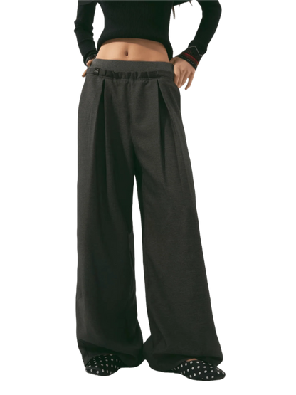 Relaxed Double-Waist Crescent-Leg Casual Pants