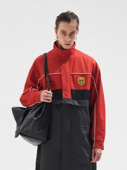 Two-Piece Detachable Long Contrast Jacket
