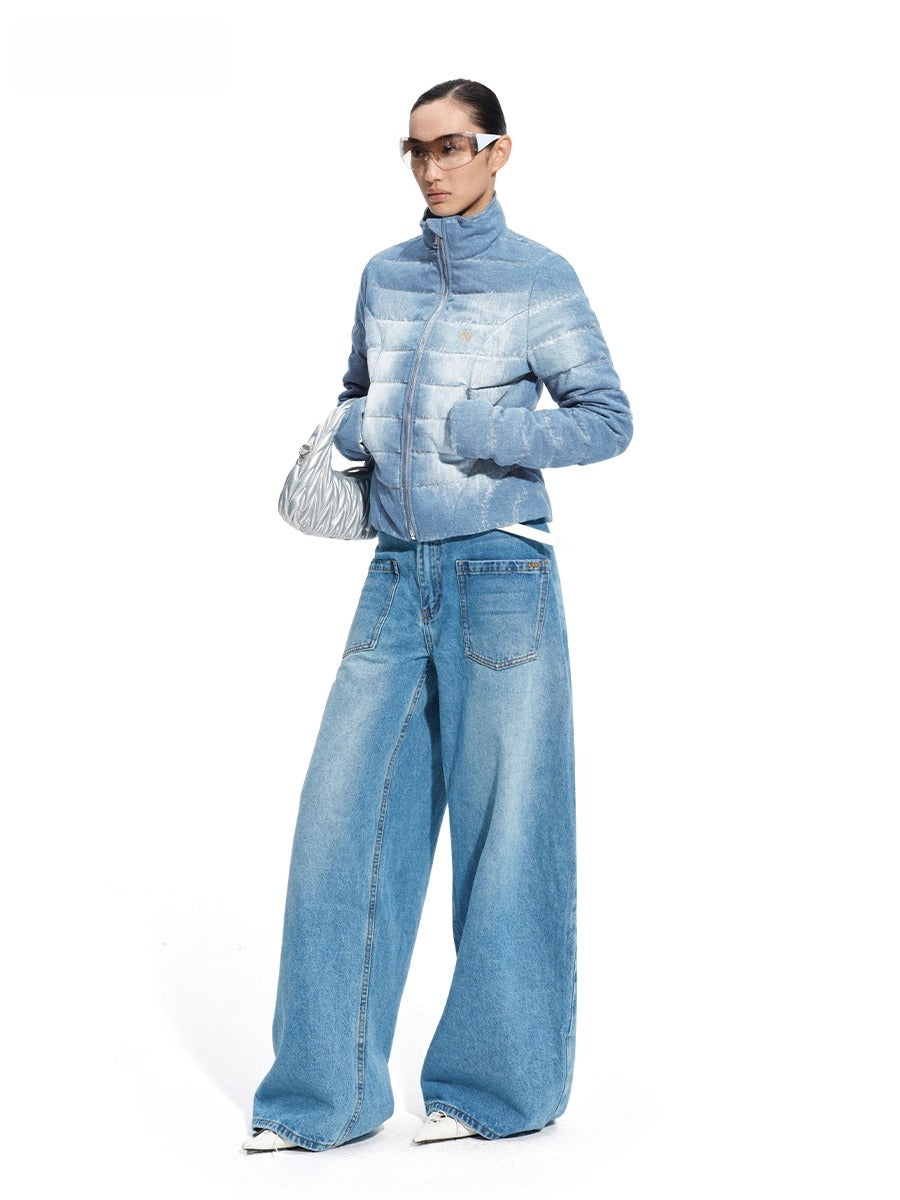 &quot;Caracal Series&quot; Washed Denim Twill Down Jacket